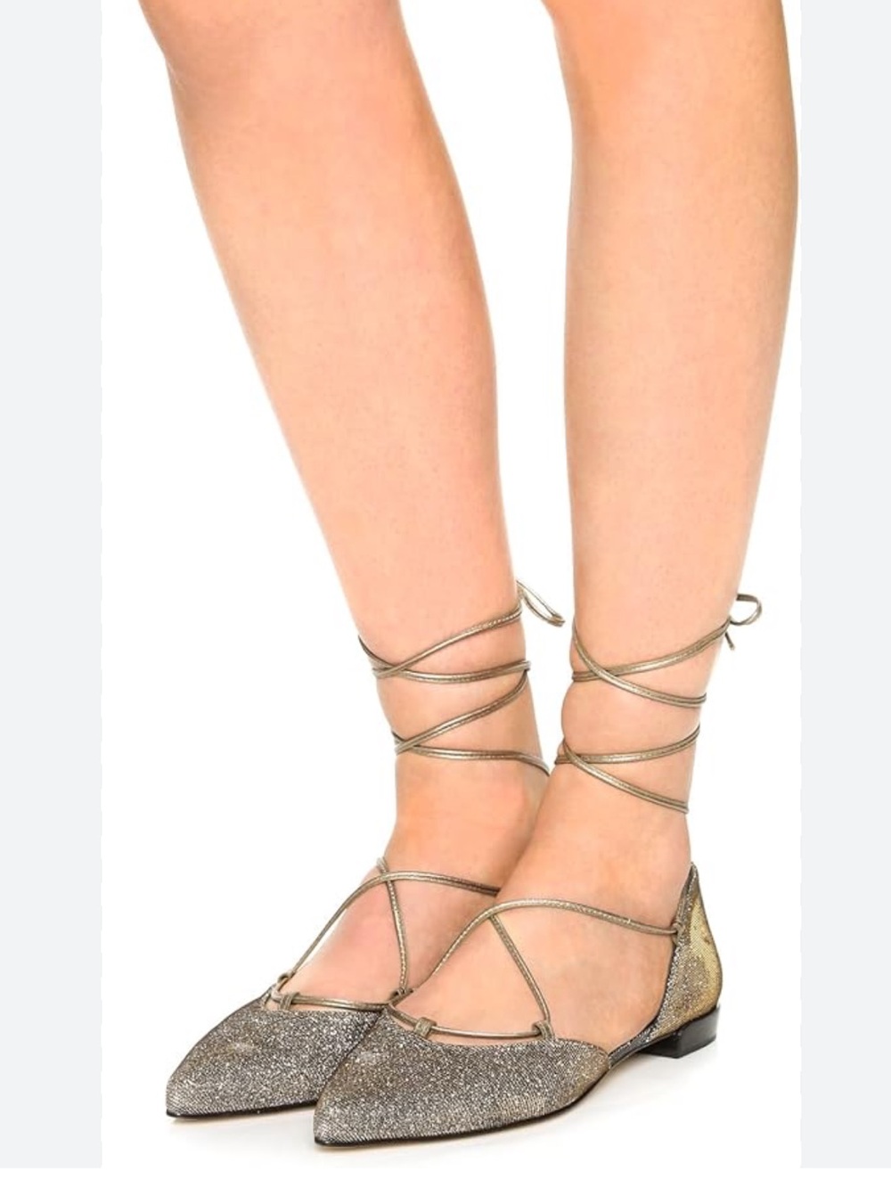 Stuart Weitzman Shoes Gilligan Metallic Lace-Up Shoes Flats size 6